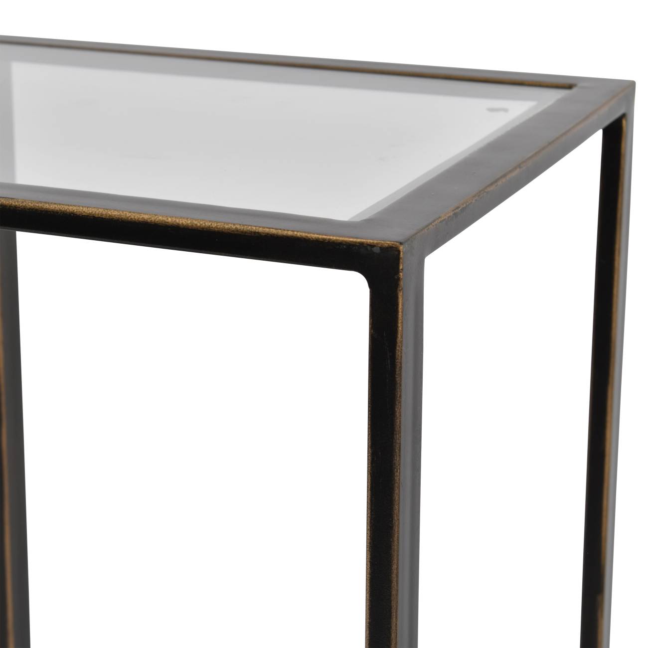 Deveraux Gilded Bronze Metal & Glass Console Table
